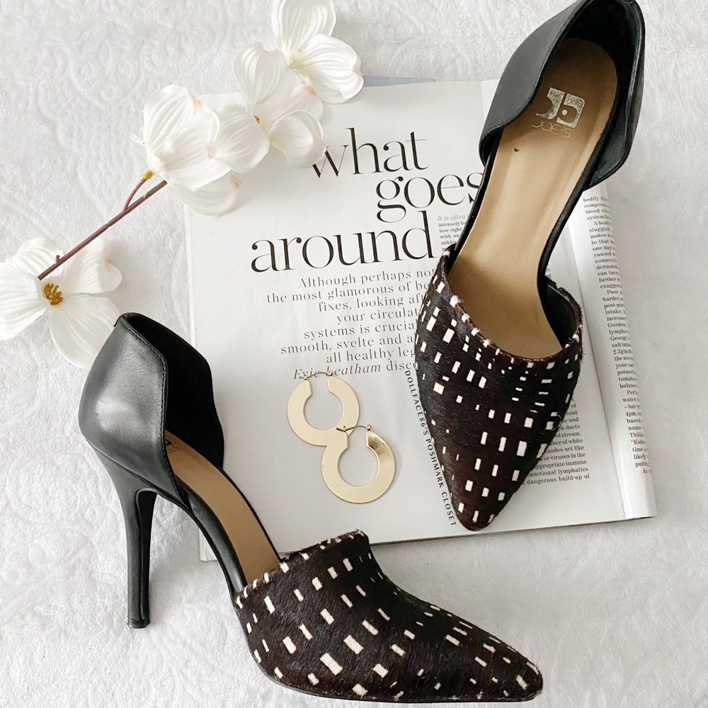 Joes Jeans Calf Hair D’orsay Pointed Toe Heels - Picture 1 of 14